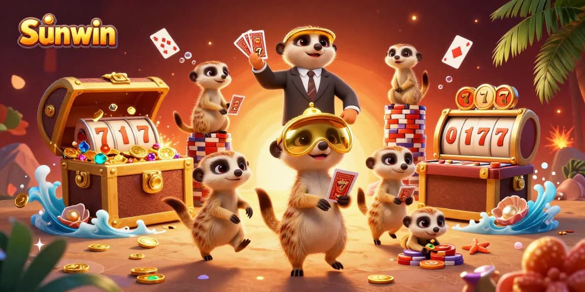 Watch meerkats at Sunwin expertly running a casino operation with exciting slot activities.