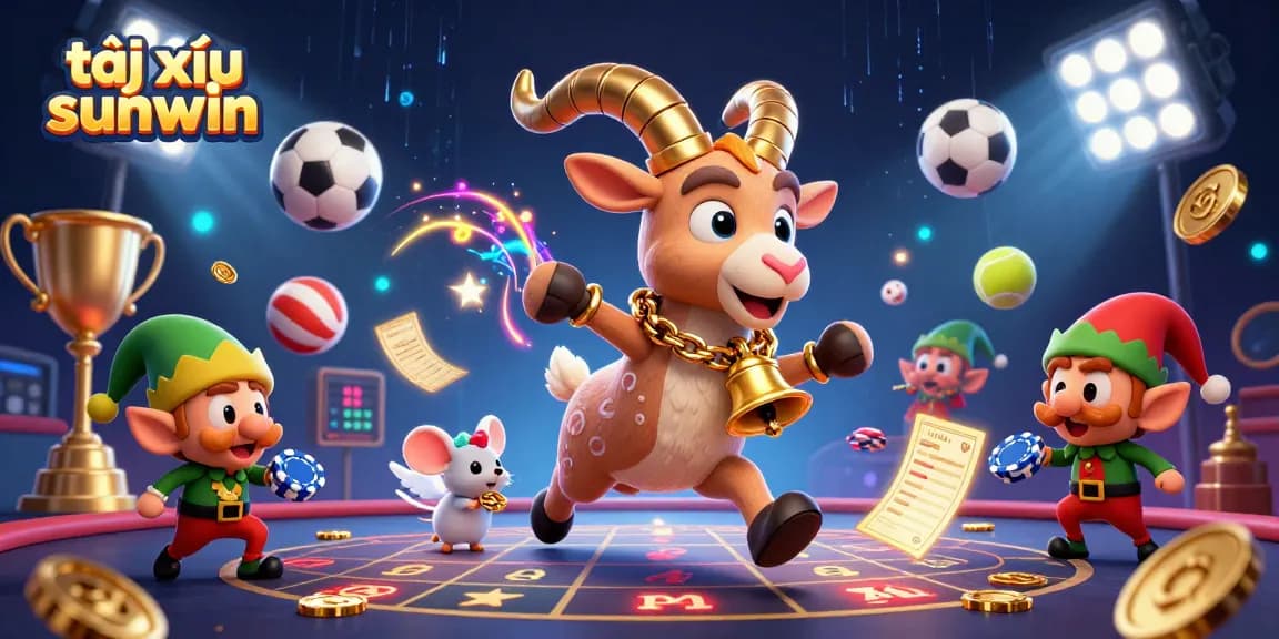 Play tài xỉu sunwin in an exciting, chaotic holiday-themed casino setting with fun characters!