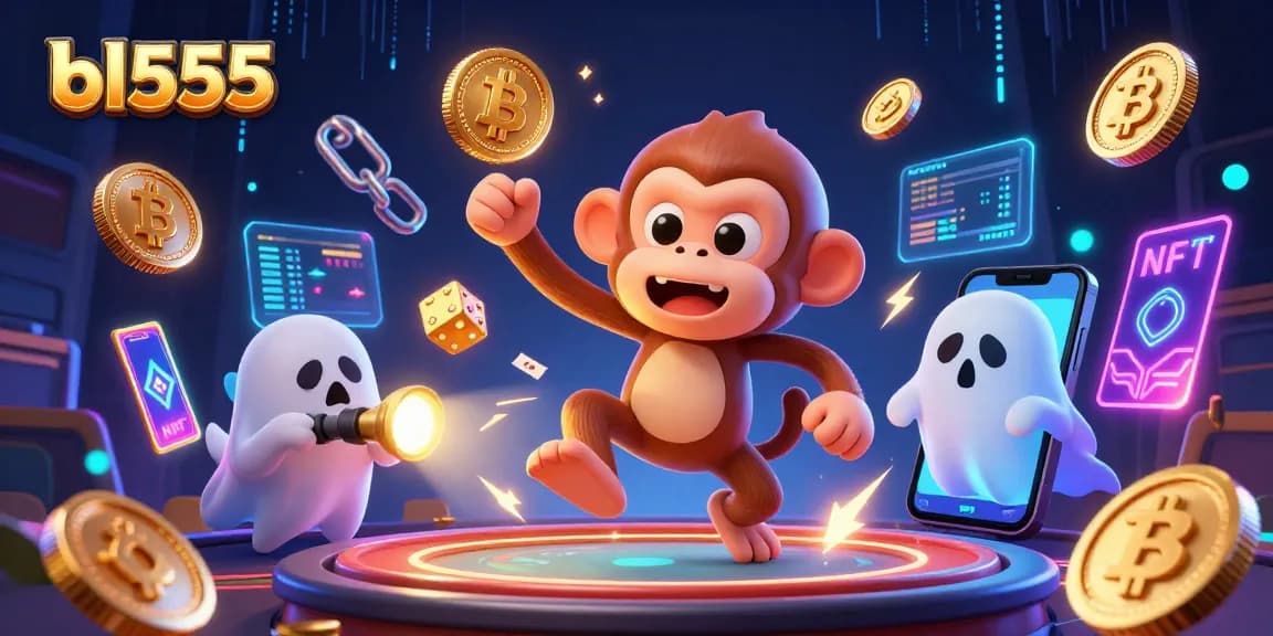 Experience thrilling gaming with bl555 as a mischievous monkey juggles golden coins in a haunted casino scene.