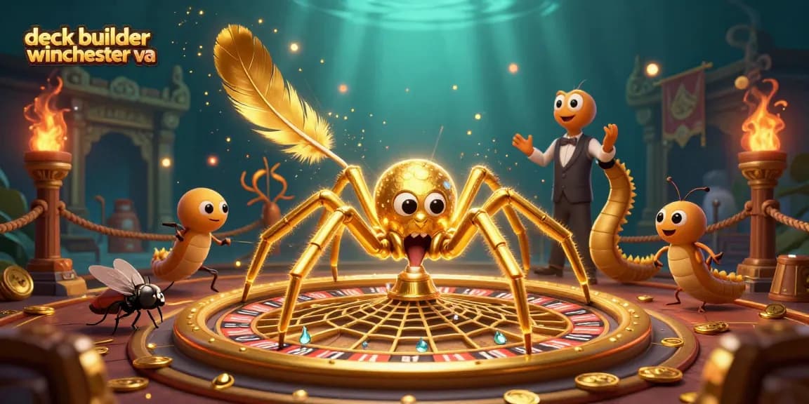 Experience thrills with leading deck builder winchester va as a golden spider spins a roulette wheel in this 3D art.