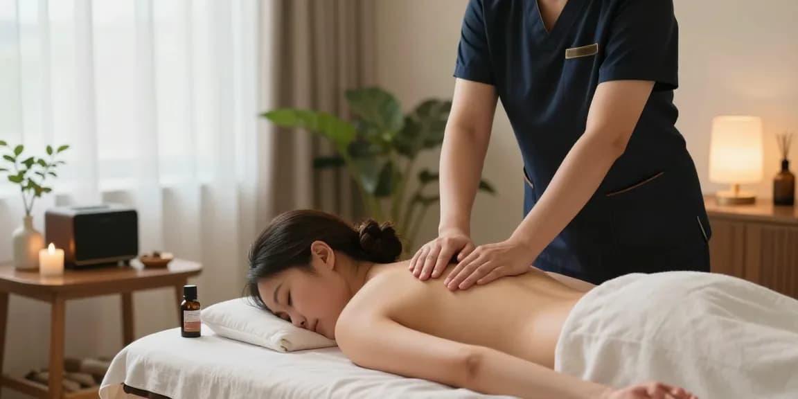 광명출장안마 massage session in a tranquil home environment with soothing atmosphere and professional therapist.