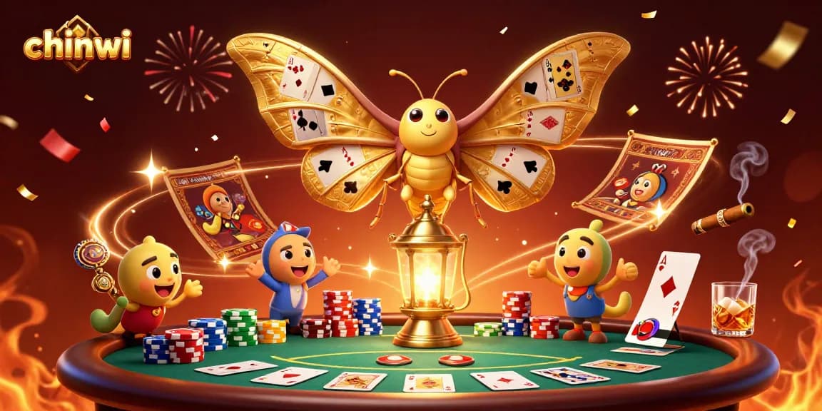 Play casino games with chinwi in a vibrant, detailed 3D illustration featuring rich gambling elements.