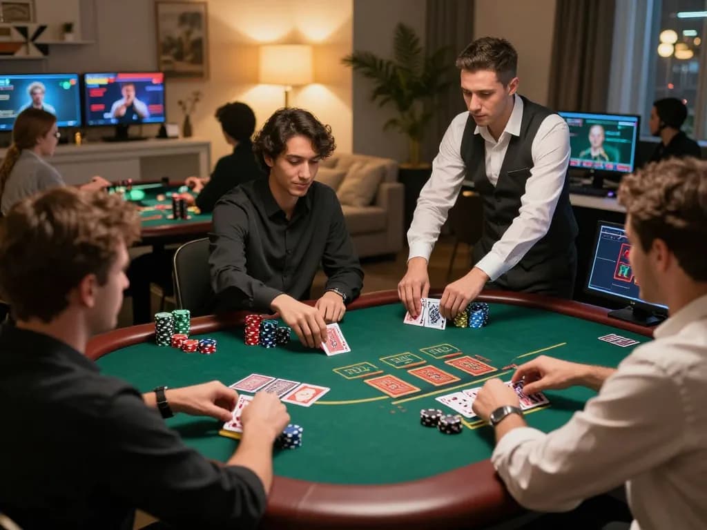 Players engaging in cm88 live blackjack game from home, showcasing interactive online gaming experience.