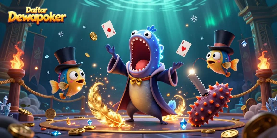 Engage in magical card tricks with Daftar Dewapoker featuring mesmerizing underwater characters