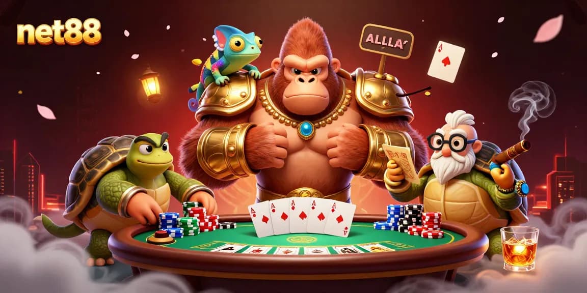 Experience thrilling gameplay at net88 with a powerful gorilla king and his colorful companions!