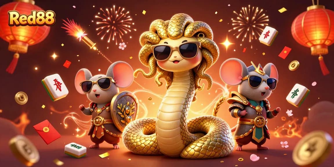 Play and win with Red88 in a vibrant casino fest featuring Medusa and a warrior!