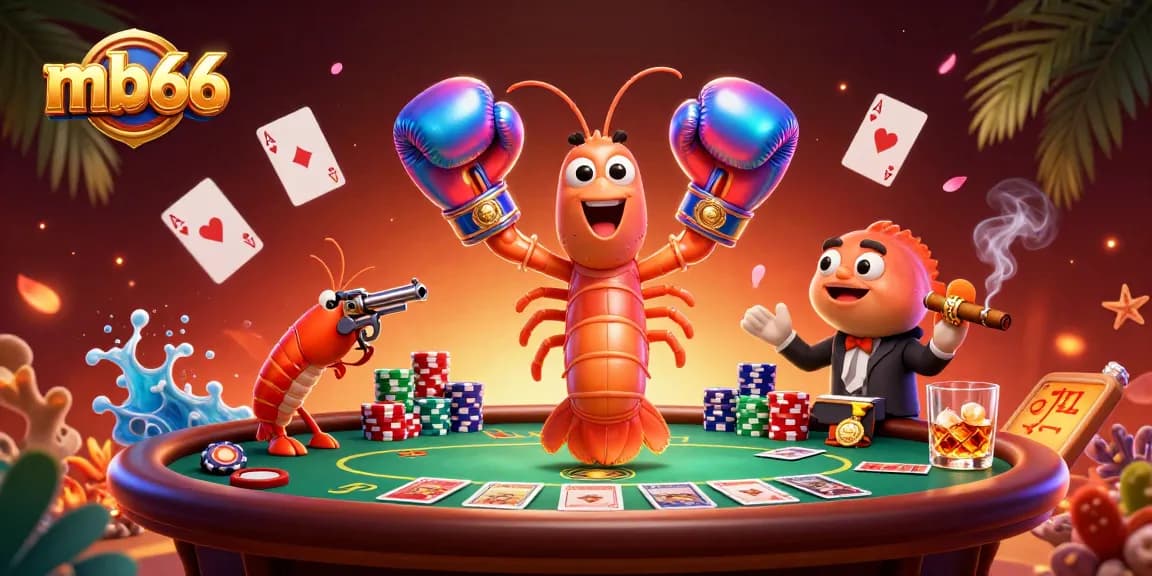 Engage in thrilling poker action with mb66 surrounded by vibrant characters and casino elements.