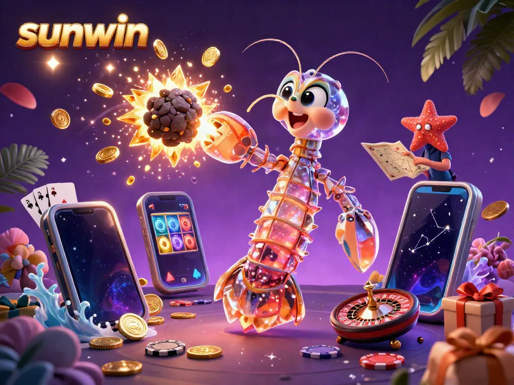 Experience thrilling gameplay with sunwin's exciting slots in a vibrant cosmic casino scene.
