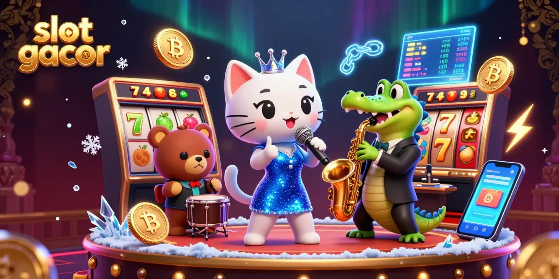 Experience slot gacor action with a vivid 3D scene featuring lively casino characters and engaging game elements.