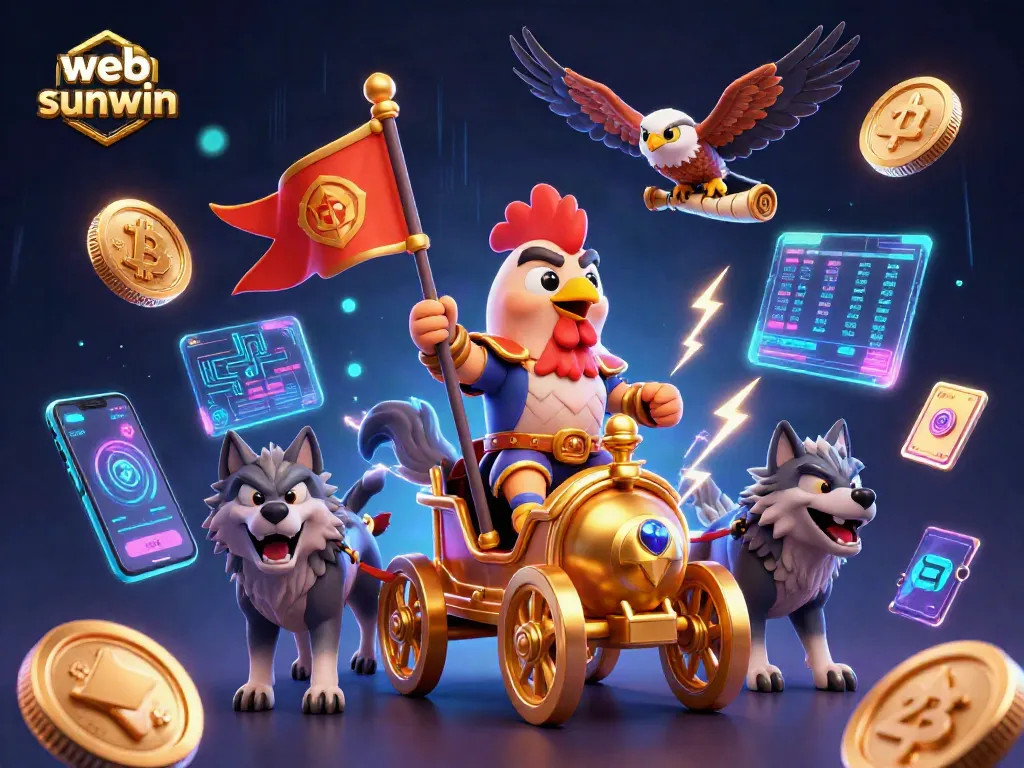 Engage with web sunwin's thrilling casino experience featuring a 3D rooster warlord and blockchain elements.