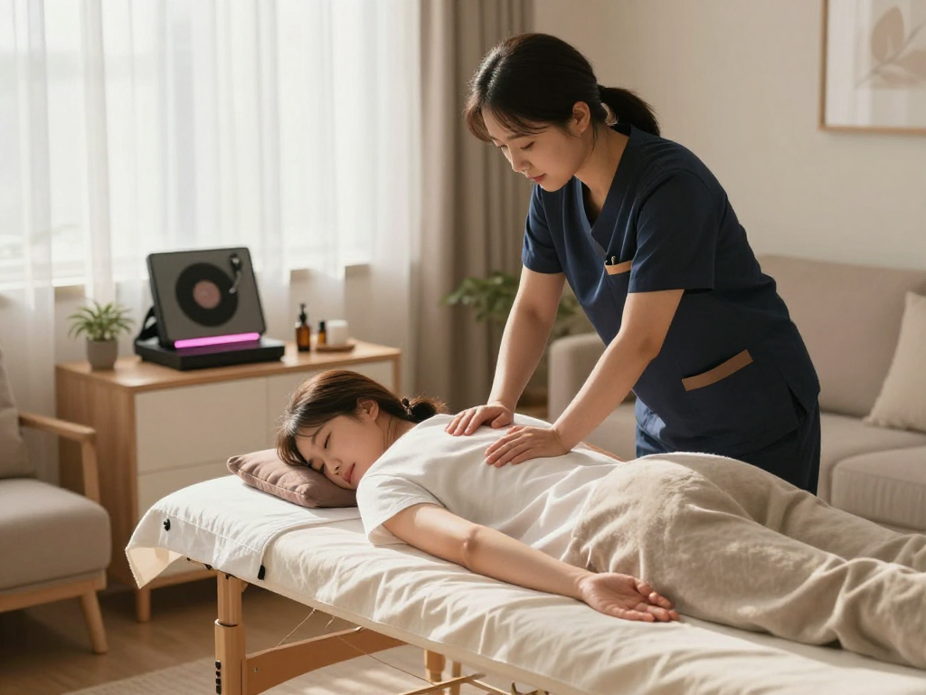 Experience a soothing 오산출장마사지 in a tranquil home setting with a professional therapist.