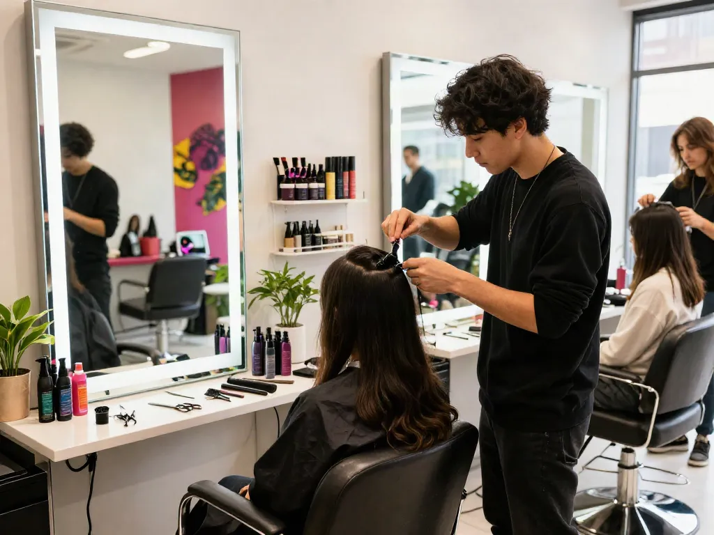 Transform your look with the best clip-in hair extensions being applied in a modern salon.