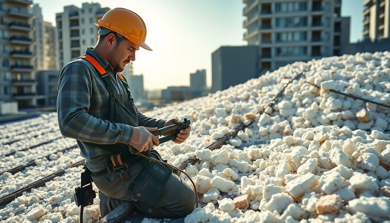 Efficient roof spray foam insulation removal by a contractor showcasing techniques and tools.