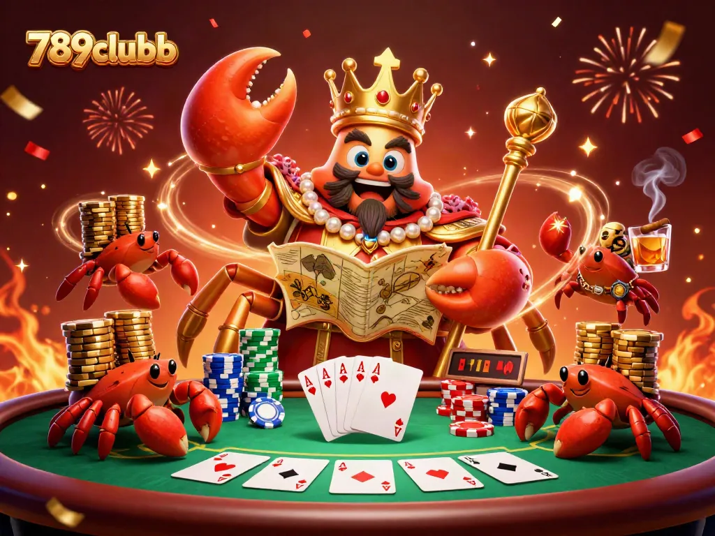 Experience the captivating world of 789clubb with this vibrant casino illustration featuring gold, treasure, and poker.