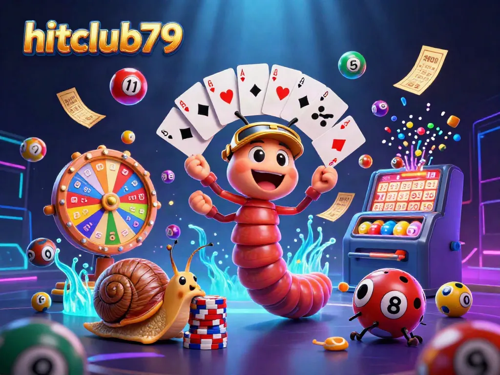 Enjoy thrilling lottery action at hitclub79 with vibrant characters and dynamic elements in a lively casino scene.