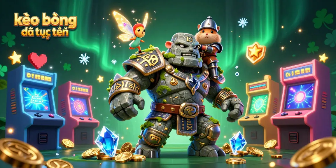 Engage with kèo bóng đá trực tuyến showcasing ancient guardian and magical elements in a vibrant casino setting.