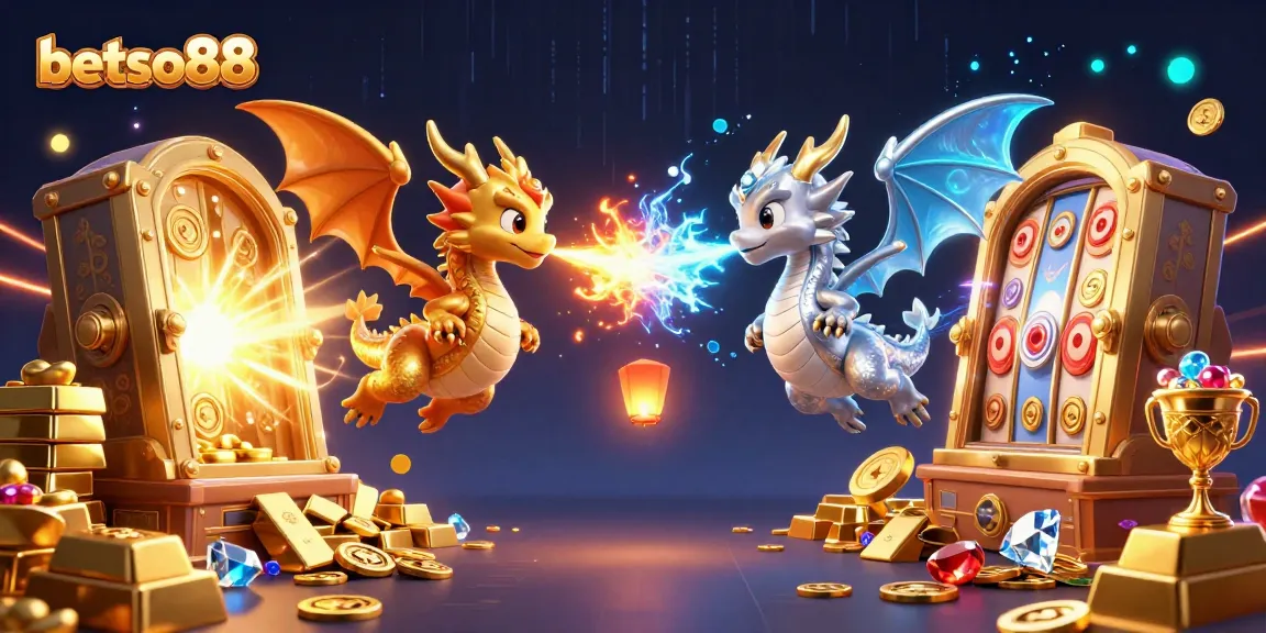 Experience thrilling wins at betso88 with a dynamic scene of dragons and treasures encapsulating the excitement of gaming.