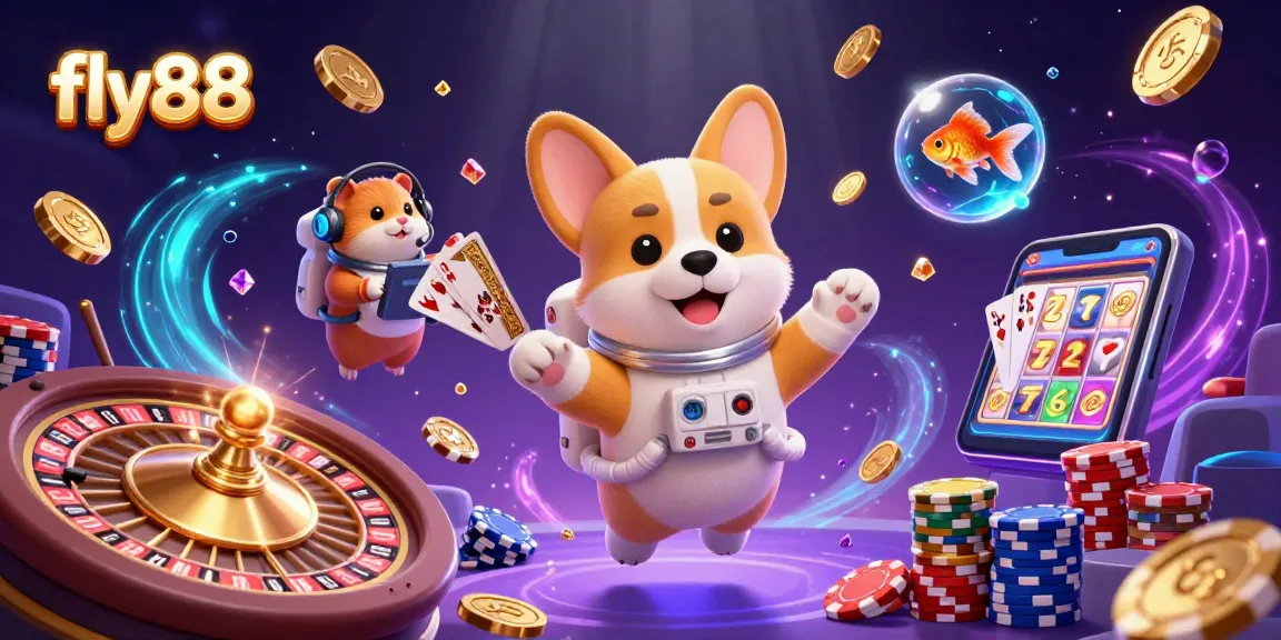Experience the thrilling excitement of fly88 with a vibrant online casino scene featuring unique characters and games.